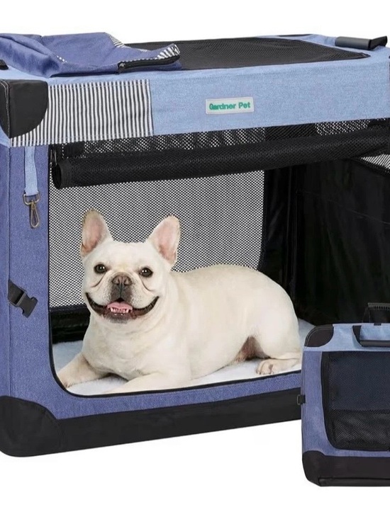 Other - Blue Fabric Pet Crate with Mesh Panels
